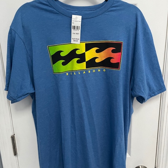 Billabong core fit tshirt blue short sleeve shirt new large NWT - Picture 1 of 4